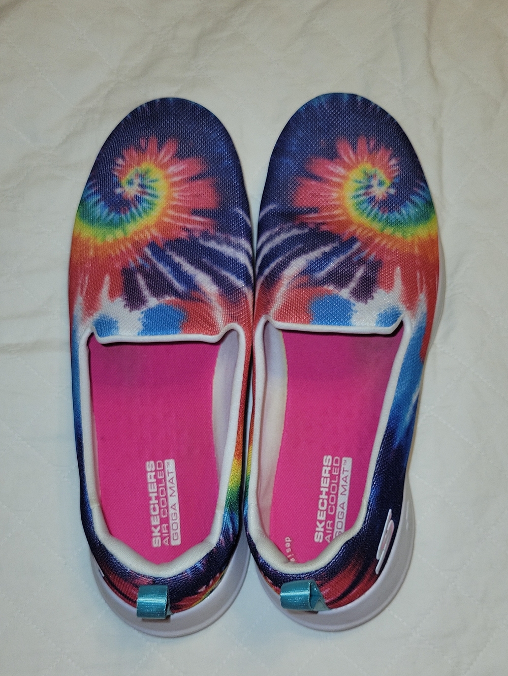 Skechers Rainbow Tie-Dye Slip-On Sneakers with Pink Insole Size 9